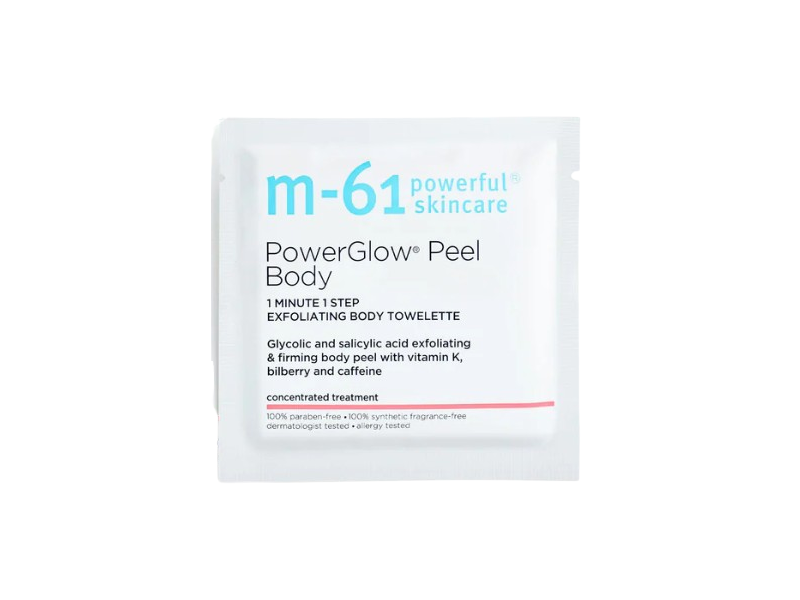 M-61 Powerful Skincare Power Glow Peel Body Exfoliating Body Towelette, 10 Count