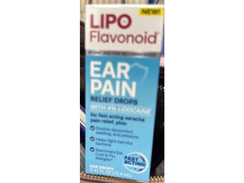 Lipo Flavonoid Ear Pain Relief Drops, 4% Lidocaine, 0.42 fl oz/12.4 mL