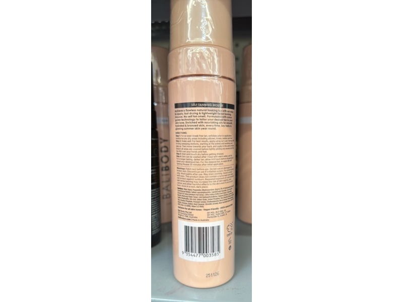 Bali Body Self Tanning Mousse, Dark, 5.07 fl oz/150 mL