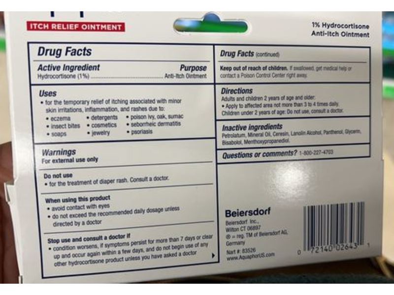 Aquaphor Itch Relief Ointment, Maximum Strength, Fragrance Free, 1 oz/0.28 g