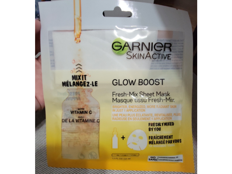 Garnier SkinActive Glow Boost Fresh-Mix Sheet Mask, Vitamin C, 1 count