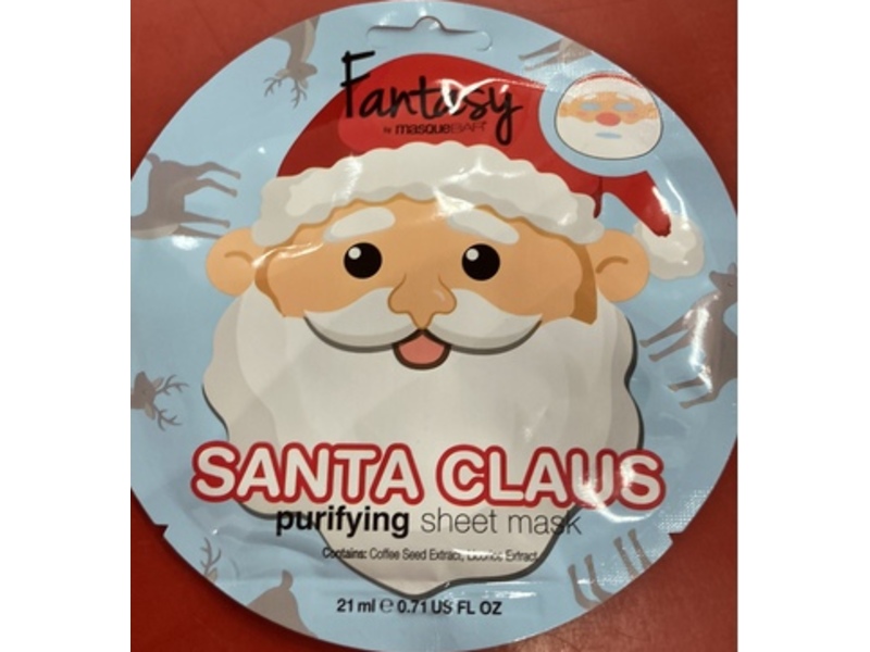 MasqueBAR Fantasy Purifying Sheet Mask, Santa Claus, 0.71 fl oz/21 mL