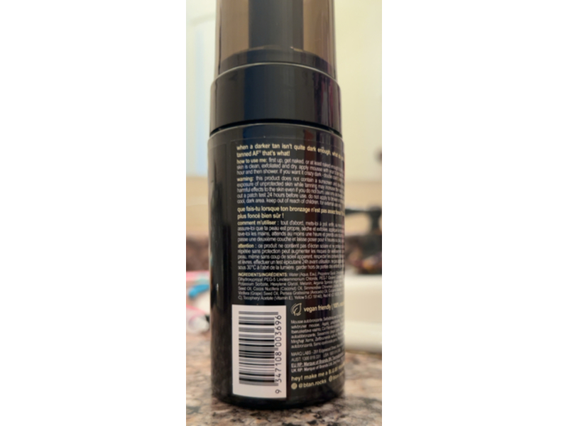 b.tan Tanned AF 1 Hour Self Tan Mousse, Darkest, 3.38 fl oz/100 mL
