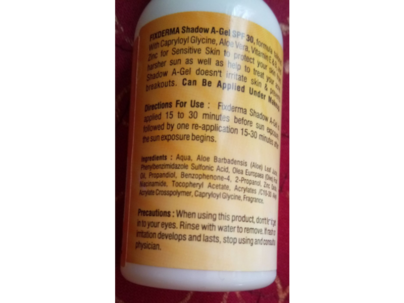 FixDERMA Shadow A-Gel, SPF 30, 1.69 fl oz/50 mL