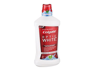 Colgate Optic White Multi-Care Whitening Rinse, Icy Fresh Mint, 32 fl oz/946 mL