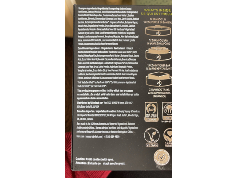 Viori Shampoo Bar & Conditioner Bar + Bamboo Holder, Hidden Waterfall, 11 oz/312 g