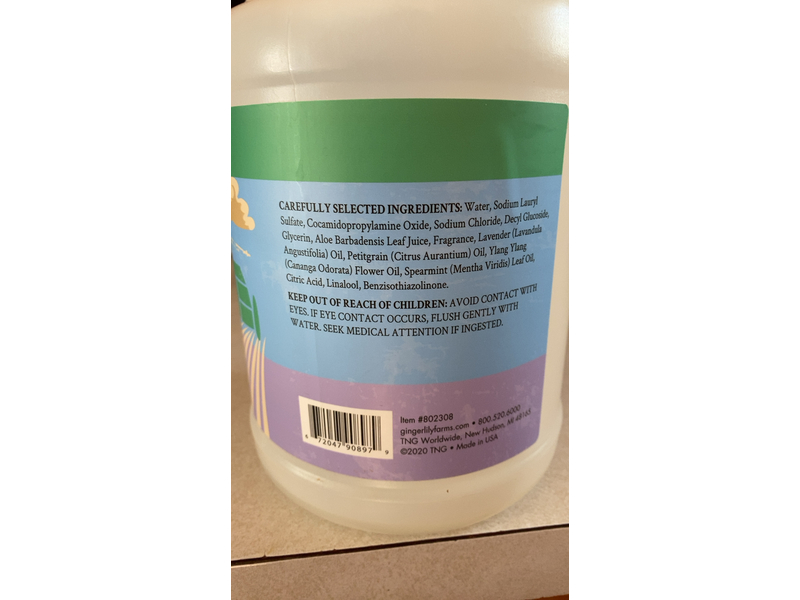 Ginger Lily Farms Botanicals Plant-Based Dish Soap, Fragrance Free, 128 fl oz/3.78 L