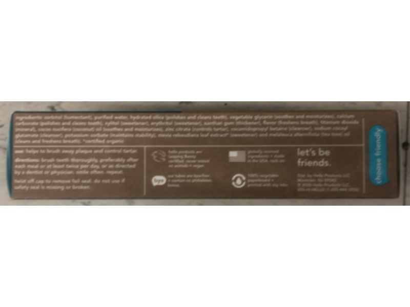 Hello Antiplaque & Whitening Fluoride Free Toothpaste, 4.7 oz/133 g, Pack Of 2