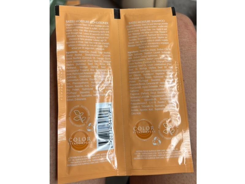 Surface Bassu Moisture Shampoo & Conditioner Duo Foil, 0.5 fl oz/14 mL