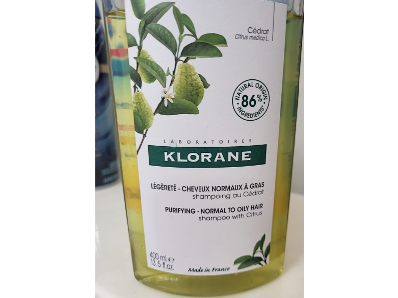 Klorane Purifying Normal To Oily Hair Shampoo, Citrus, 13.5 fl oz/400 mL