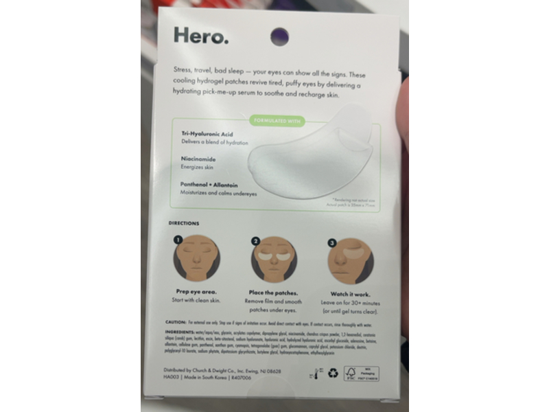 Hero Cosmetics Mighty Patch Tired Eyes Patches, Puffy Eyes + Hydration, 3 Pairs