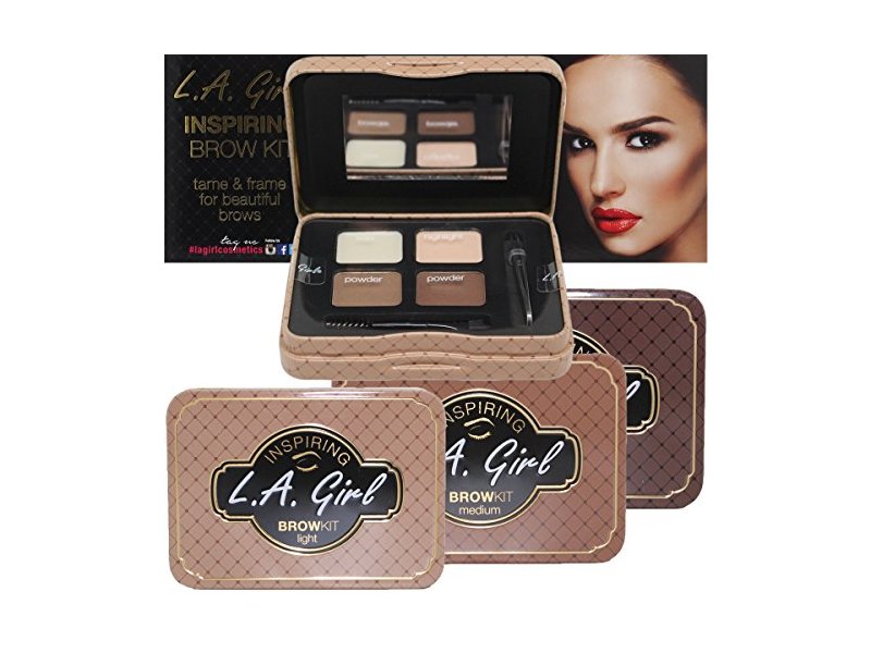L.A. Girl Inspiring Brow Kit, Dark and Defined (Dark), Brow Wax 0.035 oz, Brow Powder 0.15 oz
