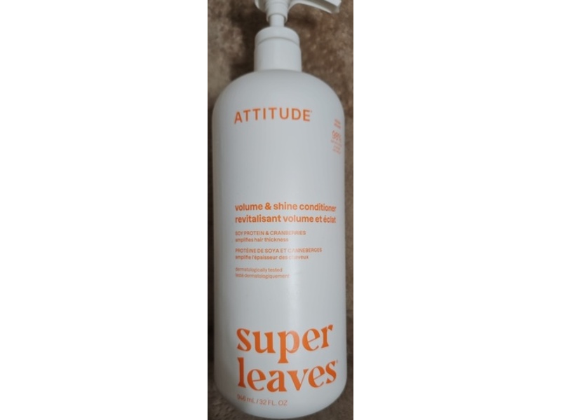 Attitude Super Leaves Volume & Shine Conditioner, Soy Protein & Cranberries, 32 fl oz/946 mL