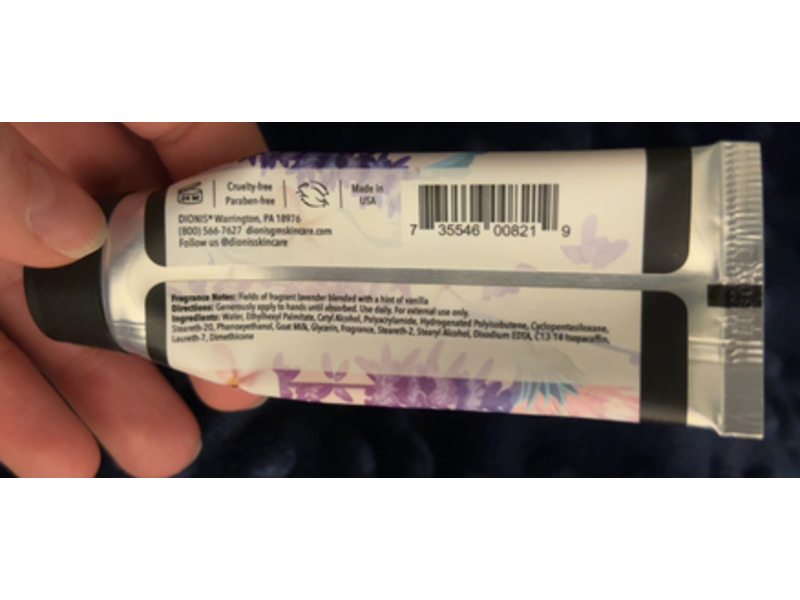 Dionis Goat Milk Soothes & Moisturizes Hand Cream, Lavender Vanilla, 1 oz/28 g