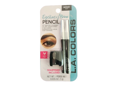 L.A. Colors Eyeliner/Brow Pencil, Black, 0.035 oz/1 g, Pack Of 2