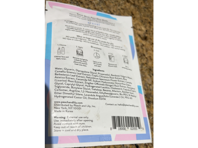 Peach Slices Camellia Leaf + Coptis Root Sheet Mask, Travel, 0.84 fl oz/25 g