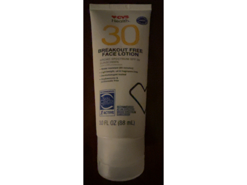 CVS Health Break Out Free Face Sunscreen Lotion, SPF 30, 3.0 fl oz/88 mL