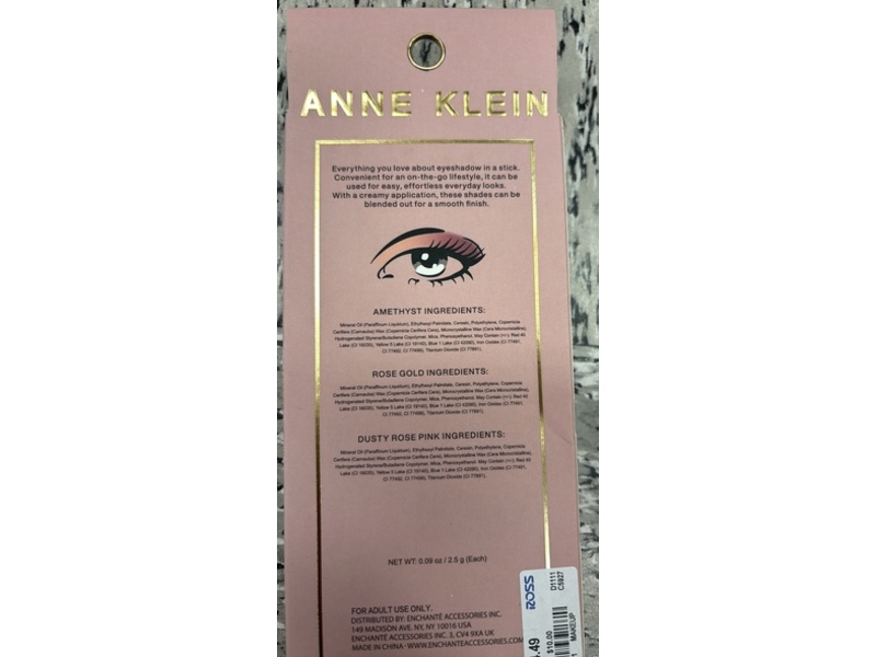 Anne Klein Eye Crayon Trio, Amethyst, Rose Gold, Dusty Rose Pink, 0.09 oz/2.5 g