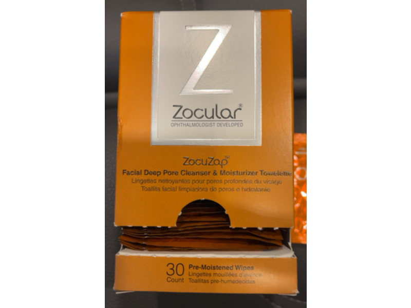 Zocular ZocuZap Facial Deep Pore Cleanser & Moisturizer Towelette, 30 Count