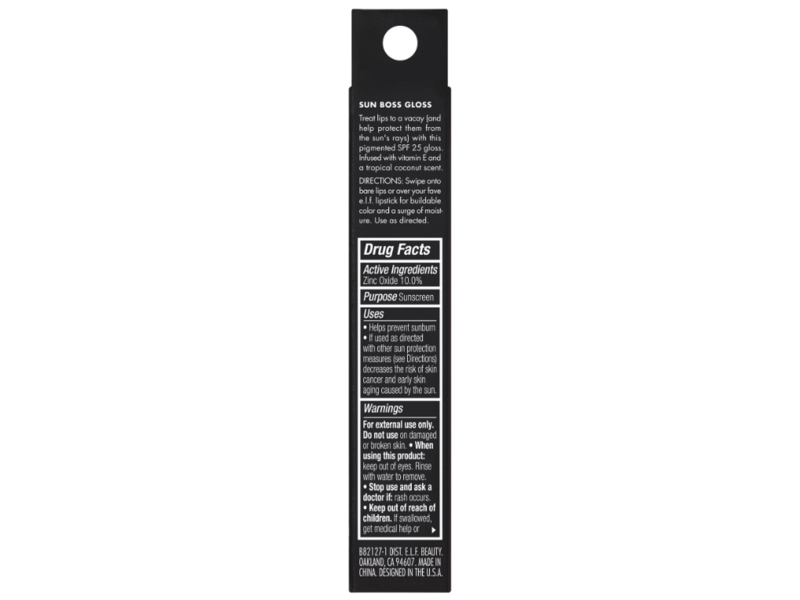 e.l.f. Sun Boss Lip Gloss Sunscreen, SPF 25, Blush Much?, 0.13 fl oz/4.0 mL