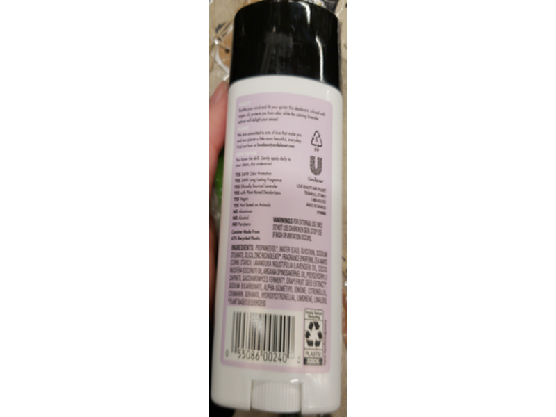 Love Beauty And Planet Aluminum-free Deodorant, Argan Oil & Lavender, 2.95 oz/83.5 g