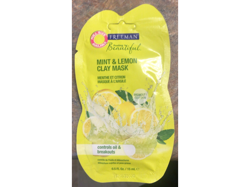 Freeman Controls Oil & Breakouts Clay Mask, Mint & Lemon, 0.5 fl oz/15 mL