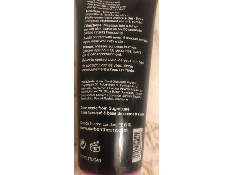 Carbon Theory Oil Breakout Facial Cleansing Wash, Charcoal ,Tea Tree,