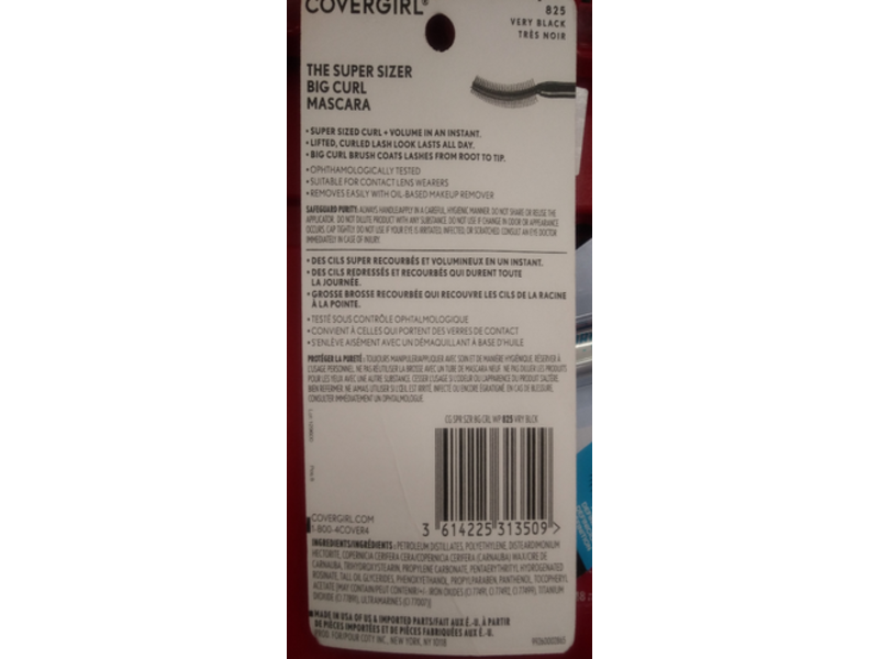 Covergirl The Super Sizer Big Curl Mascara, Very Black, 0.4 fl oz/12 mL