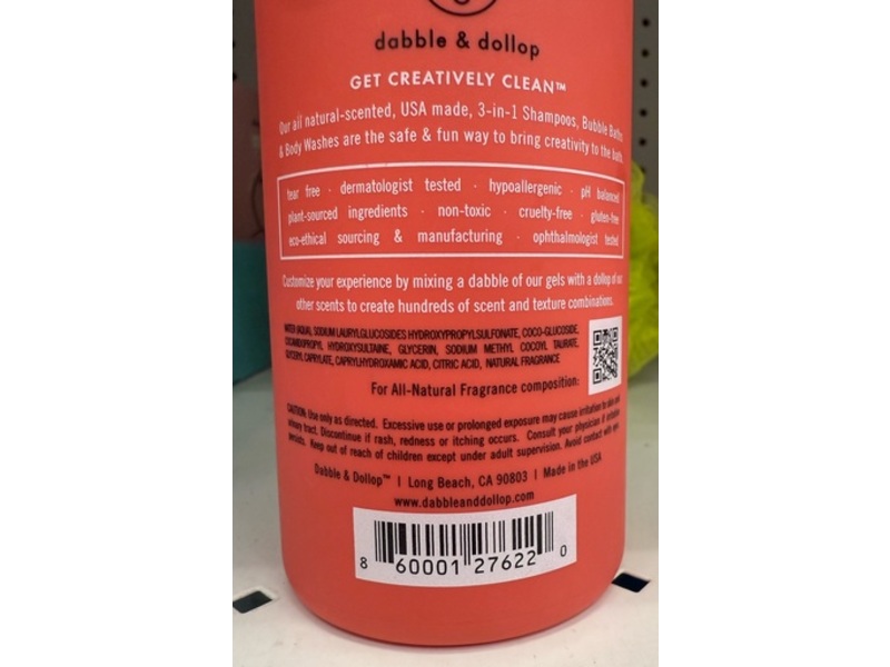 Dabble & Dollop Bubble Bath + Body Wash & Shampoo, Strawberry, 10 fl oz/296 mL, Pack Of 2