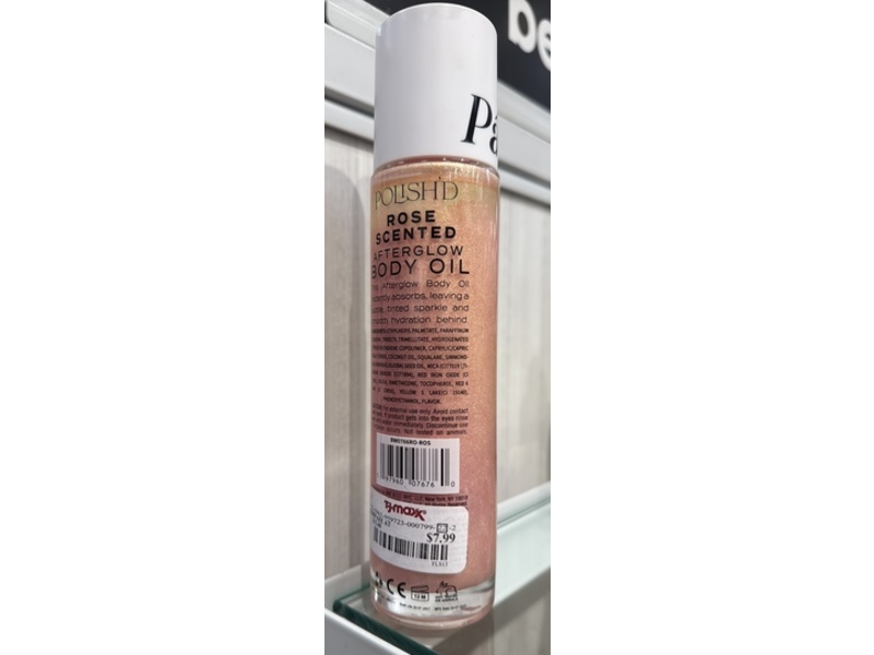 Polish'D After Glow Body Oil, Rose Scented, 4 oz/118 mL