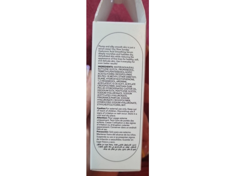 Slow Sunday Smoothing Serum, Hyaluronic Acid, 1 fl oz/30 mL