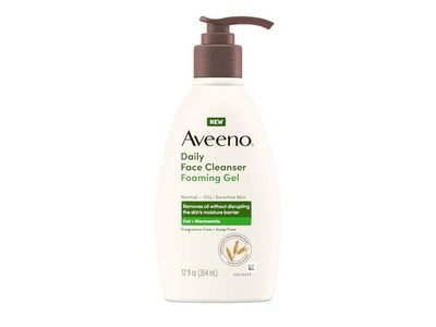 Aveeno Daily Facial Cleanser Foaming Gel, Oat + Niacinamide, 12 fl oz/354 mL