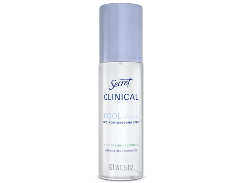 Secret Clinical Face + Body Deodorant Spray, Cool Down, 5 fl oz/147 mL