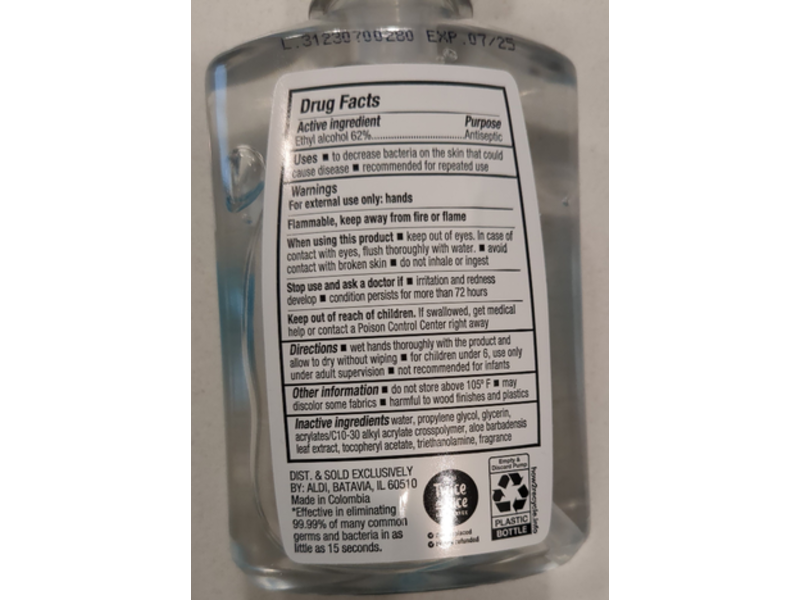 Lacura Hand Sanitizer, Moisturizing, 8 fl oz/236 mL