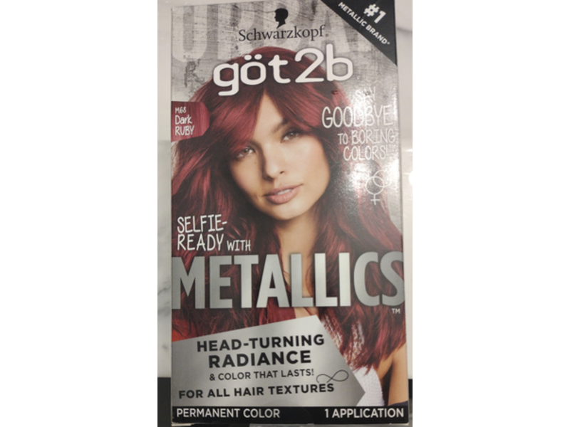 Schwarzkopf Got2b Metallics Permanent Hair Color, M68 Dark Ruby, 1 Application