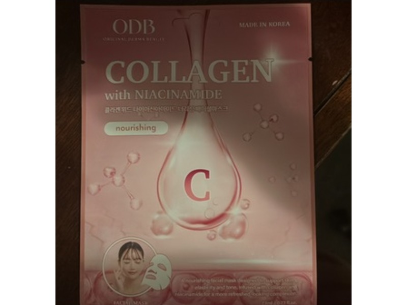 Original Derma Beauty Nourishing Facial Mask, Collagen+Niacinamide, 0.77 fl oz/23 mL