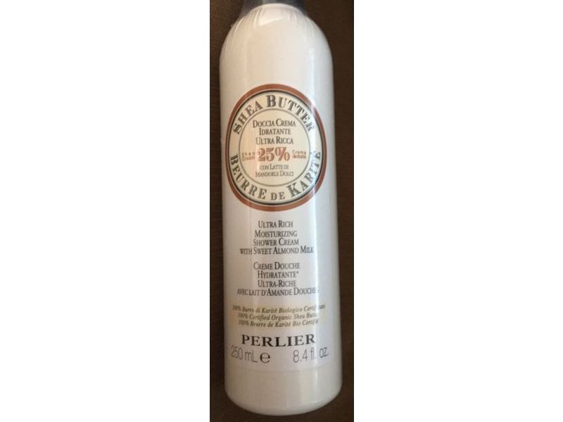 Perlier Shea Butter Ultra Rich Moisturizing Shower Cream, Sweet Almond Milk, 8.4 fl oz/250 mL
