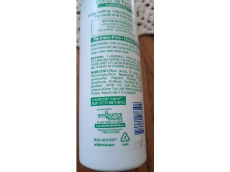 White Rain Extra Hold Hair Spray, Unscented, 4 fl oz/118 mL