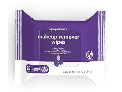 Amazon Basics Makeup Remover Wipes, Night Calming, 25 Count
