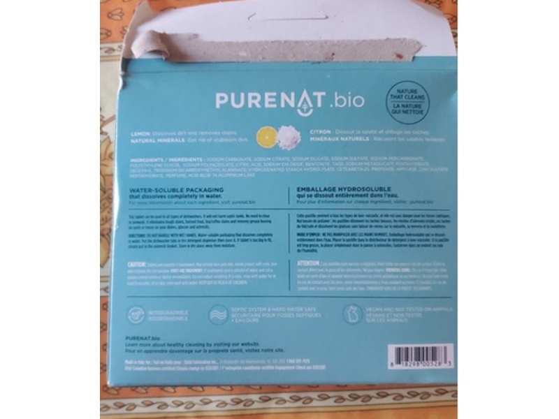 Purenat Water-Soluble Dishwasher Tabs, 900 g, 50 Tabs