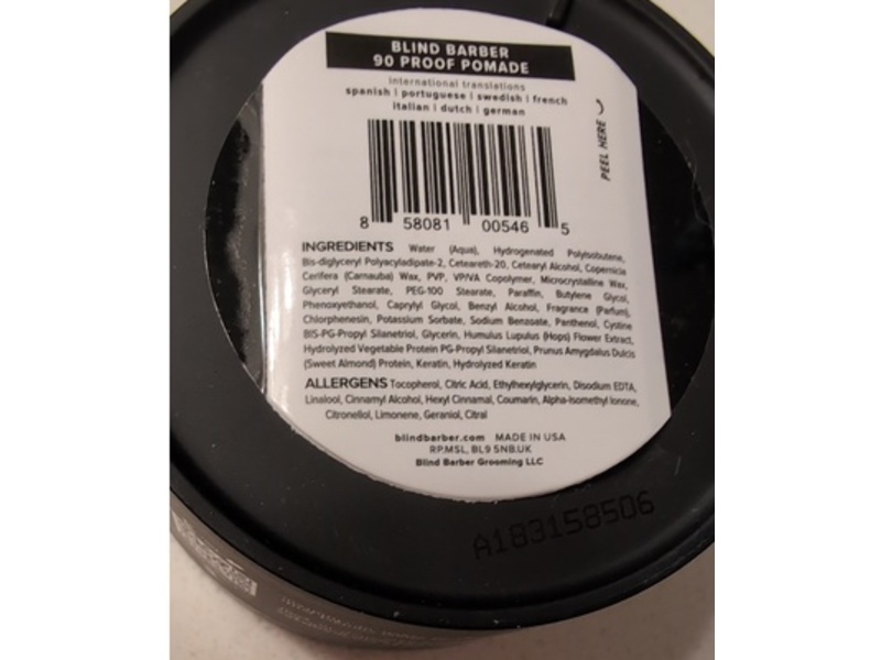 Blind Barber 90 Proof Pomade, Tonka Bean, 2.5 oz/70 g