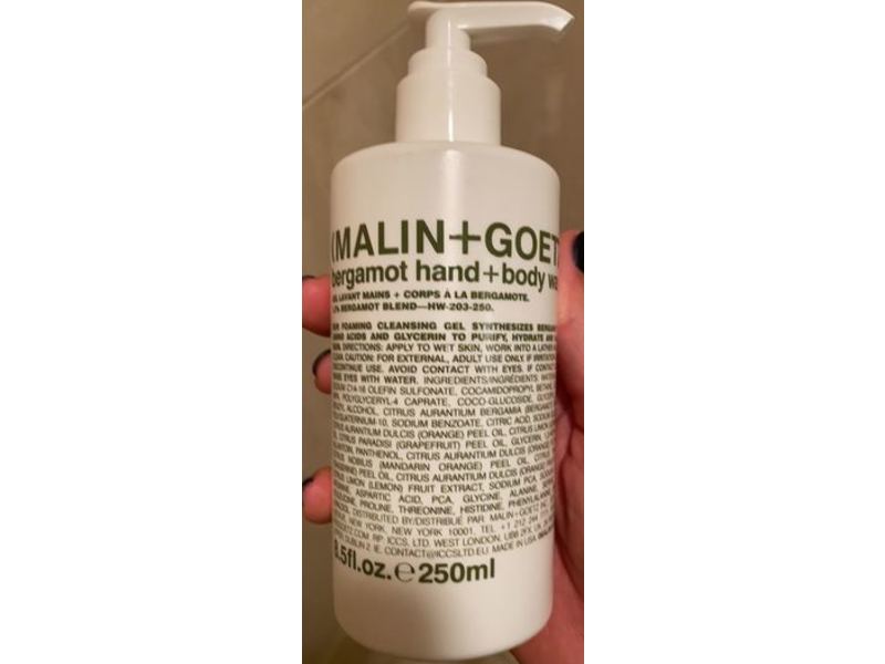 Malin + Goetz Essential Hand + Body Wash, Bergamot, 8.5 fl oz/250 mL