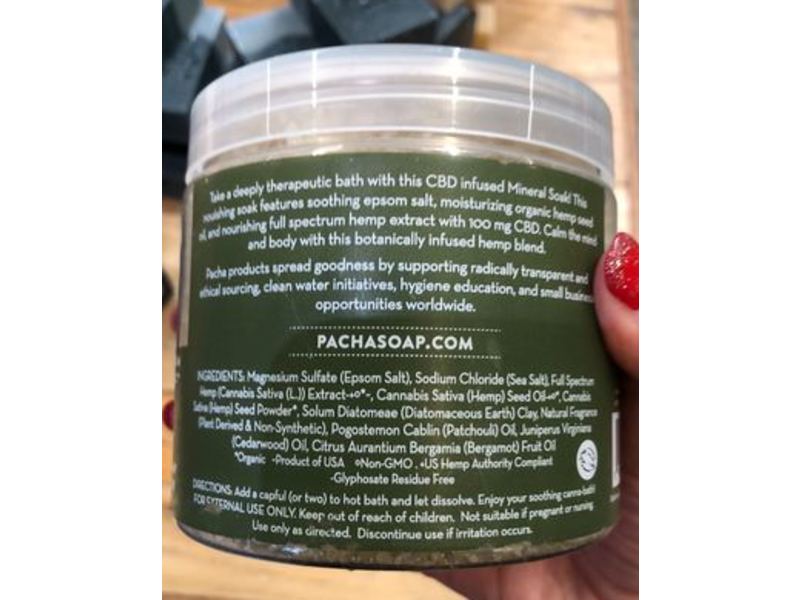 Pacha Soap Co Cbd Mineral Soak, Cedarwood & Bergamot, 16 oz/454 g