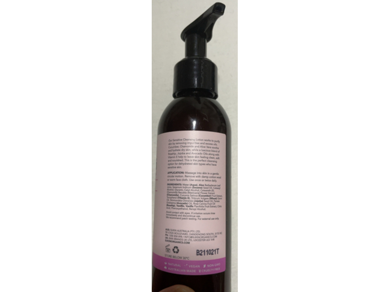 Sukin Cleansing Lotion, Sensitive Skin, 4.23 oz/125 mL