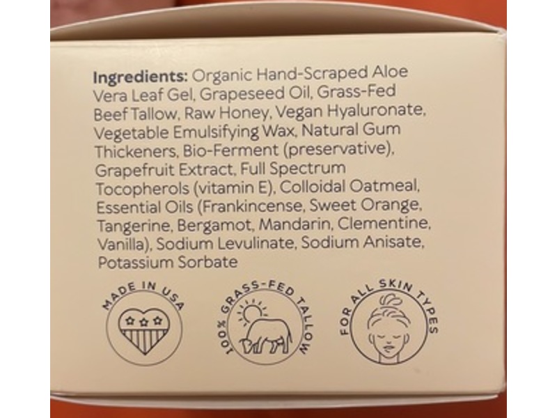 La Pure Beef Tallow Face Cream, Citrus Scent, 2 oz/60 mL