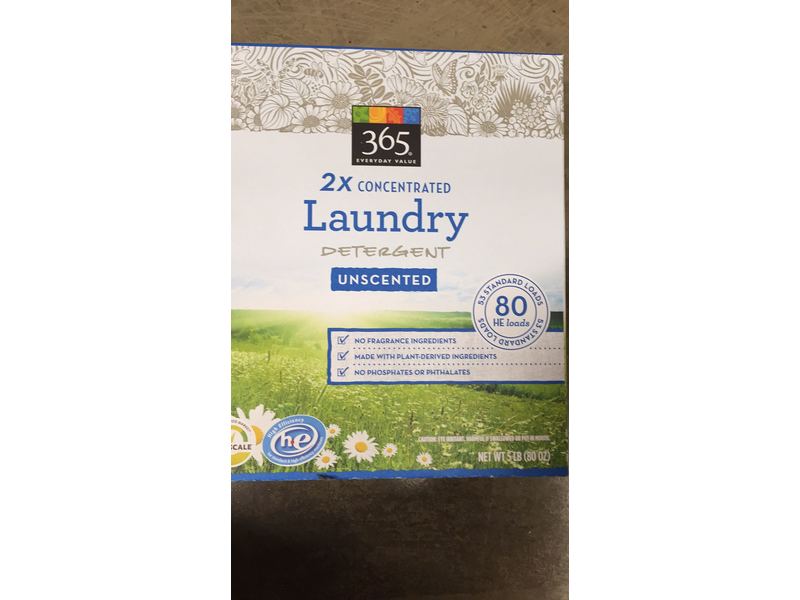 365 Everyday Value 2x Concentrated Laundry Detergent, Unscented, 80 loads