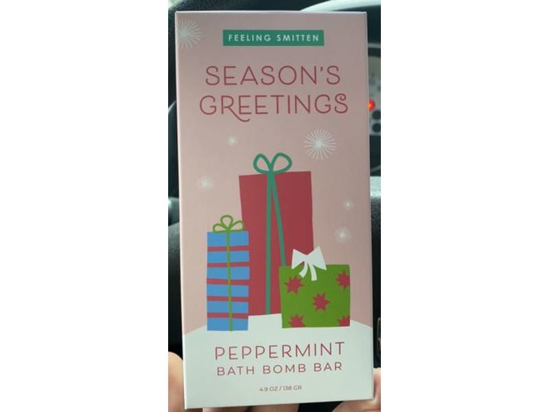 Feeling Smitten Season's Greetings Peppermint Bath Bomb Bar, Cocoa + Shea Butters, 4.9 oz/138g