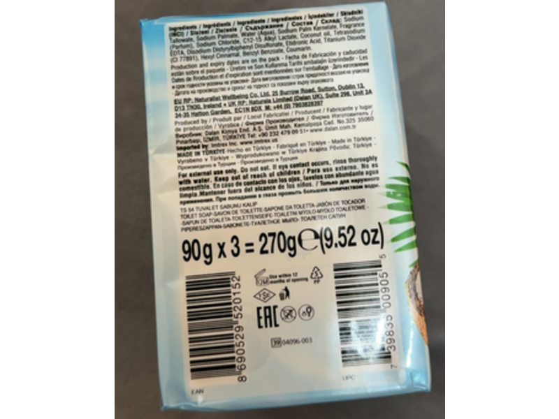 Dalan Ultra Moisturizing Beauty Cream Bar Soap, Coconut Oil, 3.17 oz/90 g, 3 Count