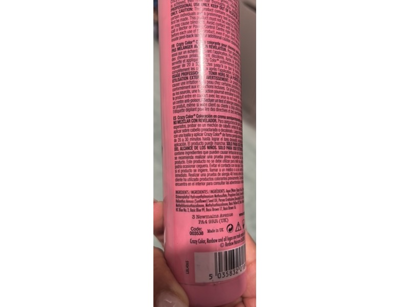 Crazy Color Salon Pro Semi-Permanent Hair Color Cream, Black, 5.07 fl oz/150 mL