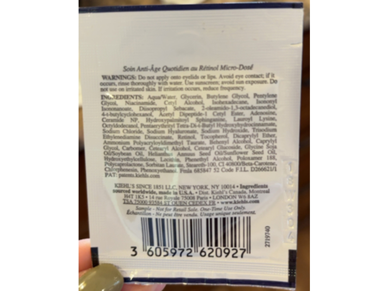 Kiehl's Retinol Skin-Renewing Daily Micro-Dose Serum, Pure Retinol + Peptide & Ceramides, 0.05 fl oz/1.5 mL